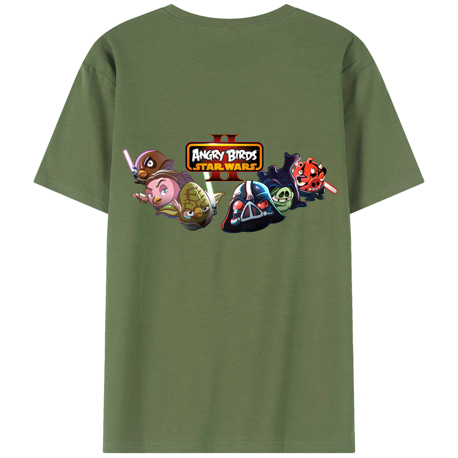 （画像用） Angry Birds アングリーバード 綿100％ メンズ半袖Tシャツ（バックプリント） 通気性